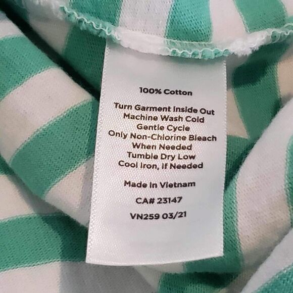 Talbots Tee Shirt Top Long Sleeve Plus Size 1X Cotton Stretch Stripe Green - Picture 6 of 7